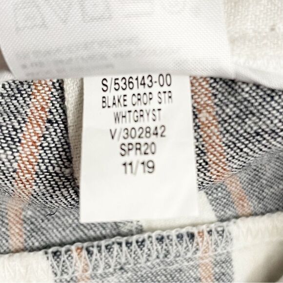 Banana Republic Blake Linen Cropped Pants Size 4 Wide Leg Gray White Tan Stripe - Picture 13 of 14
